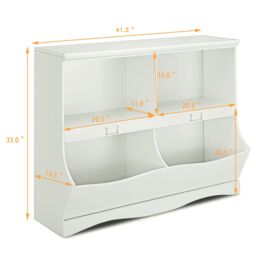 Xample Wood Kids Storage Cubby Children Books Toys Organiser Bins Scrapbooks Fun in White - thumbnail 5