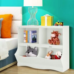 Xample Wood Kids Storage Cubby Children Books Toys Organiser Bins Scrapbooks Fun in White - thumbnail 3