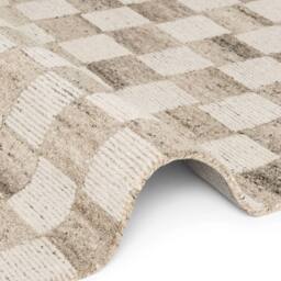 THE RUGS Vikosa Boho Wool Rug Quadra Handcrafted Cream Brown Checks - Size: 200 cm x 300 cm - thumbnail 5