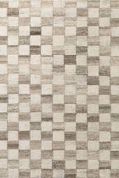 THE RUGS Vikosa Boho Wool Rug Quadra Handcrafted Cream Brown Checks - Size: 200 cm x 300 cm - thumbnail 1