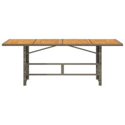 Berkfield Home Garden Table with Acacia Wood Top Grey 190x80x74 cm Poly Rattan - Size: 190 x 80 x 74 cm - thumbnail 6