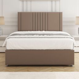 "BSSPOKE Monaco Plush Velvet Divan Bed 24"" Headboard & No Mattress No Drawers in Bronze - Size: Super King" - thumbnail 2