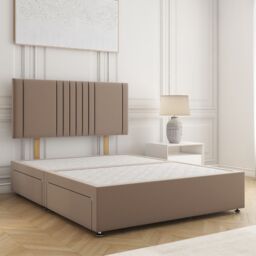 "BSSPOKE Monaco Plush Velvet Divan Bed 24"" Headboard & No Mattress No Drawers in Bronze - Size: Super King" - thumbnail 1