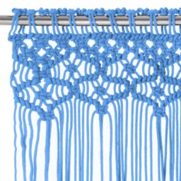 Berkfield Home Macrame Curtain Blue 140x240 cm Cotton - thumbnail 3
