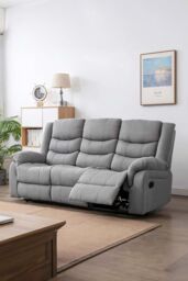 More4Homes Seattle Manual Fabric Recliner 3 Seater Sofa in Grey - thumbnail 2