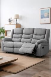 More4Homes Seattle Manual Fabric Recliner 3 Seater Sofa in Grey - thumbnail 1
