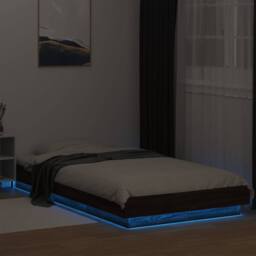 Berkfield Home Bed Frame with LED Lights without Mattress Brown Oak 90x200cm - Size: 90x200 cm - thumbnail 4