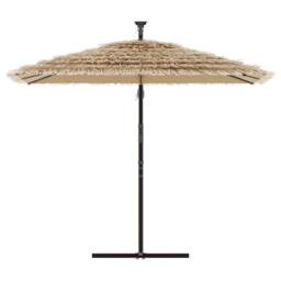 Berkfield Home Garden Parasol with LEDs & Steel Pole Brown 246x246x230 cm - Size: 246 x 246 x 230 cm - thumbnail 4
