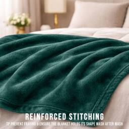Grace Luxury Ultrasoft Flannel Fleece Blanket Cozy Throw in Dark Green - Size: 130 cm x 150 cm - thumbnail 5