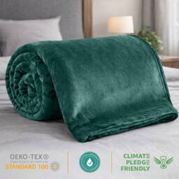 Grace Luxury Ultrasoft Flannel Fleece Blanket Cozy Throw in Dark Green - Size: 130 cm x 150 cm - thumbnail 6