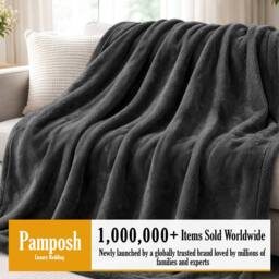 Pamposh Reversible Flannel Fleece Blanket Cozy Bed & Sofa Throw in Dark Grey - Size: Large - thumbnail 3