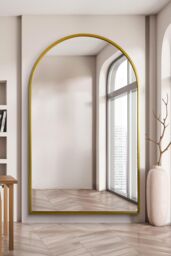 "MirrorOutlet Gold Framed Arched Leaner/Wall Mirror 75"" X 47"" (190CM X 120CM) - Size: 1 Pack" - thumbnail 1
