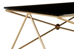 Orsina Tempered Glass Top Gold Finish Coffee Table, Strong Display Coffee Table, Steel Frame Decorative Table in Black - thumbnail 3