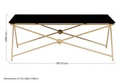 Orsina Tempered Glass Top Gold Finish Coffee Table, Strong Display Coffee Table, Steel Frame Decorative Table in Black - thumbnail 5