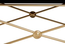 Orsina Tempered Glass Top Gold Finish Coffee Table, Strong Display Coffee Table, Steel Frame Decorative Table in Black - thumbnail 2