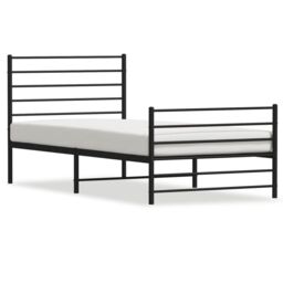 Berkfield Home Metal Bed Frame with Headboard & Footboard Black 100x190 cm - thumbnail 2