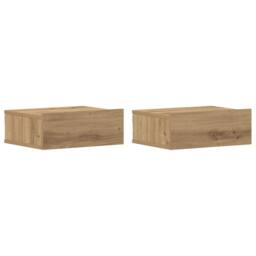 Berkfield Home Floating Nightstands 2 pcs Artisan Oak 40x32x15 cm Engineered Wood in Brown - Size: 40 x 32 x 15 cm - thumbnail 1