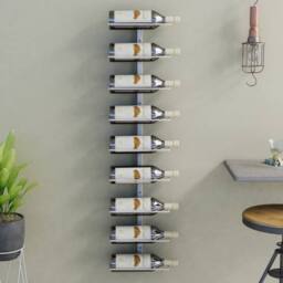 Berkfield Home Wall-mounted Wine Rack for 9 Bottles White Iron - thumbnail 2