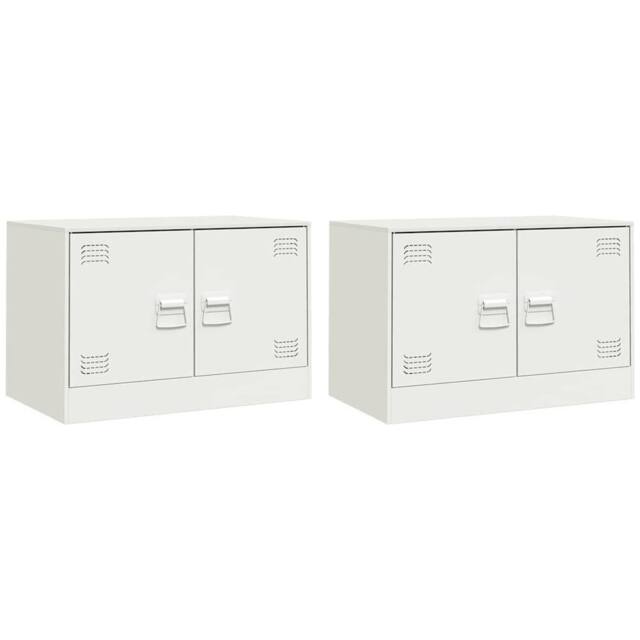 Berkfield Home TV Cabinets 2 pcs White 67x39x44 cm Steel - Size: 67 x 39 x 44 cm - image 1
