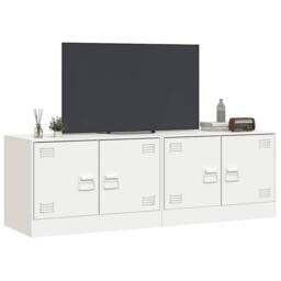 Berkfield Home TV Cabinets 2 pcs White 67x39x44 cm Steel - Size: 67 x 39 x 44 cm - thumbnail 4