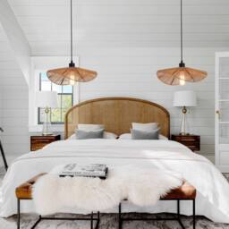 NIVOR Industrial 1 Light Farmhouse Boho Rattan Pendant Light for Bedroom in Brown - thumbnail 5