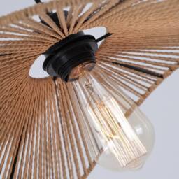 NIVOR Industrial 1 Light Farmhouse Boho Rattan Pendant Light for Bedroom in Brown - thumbnail 7
