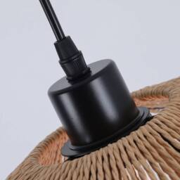 NIVOR Industrial 1 Light Farmhouse Boho Rattan Pendant Light for Bedroom in Brown - thumbnail 6