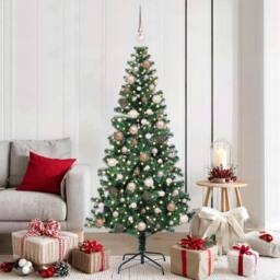 Berkfield Home Artificial Pre-lit Christmas Tree Green 180 cm PVC & Metal - thumbnail 1