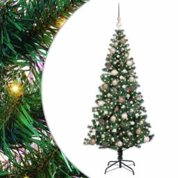 Berkfield Home Artificial Pre-lit Christmas Tree Green 180 cm PVC & Metal - thumbnail 2