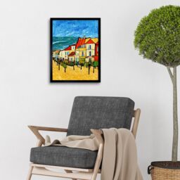 "Artery8 Wall Art Print France Marseille Van Gogh Style Modern Art Framed in Black - Size: W12"" x H16""" - thumbnail 2