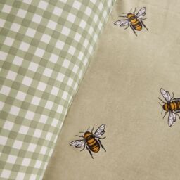 OHS Bee Gingham Reversible Bedding Set Duvet Cover with Pillowcase in Light Green - Size: Double - thumbnail 4