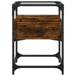 Berkfield Home Bedside Cabinet Smoked Oak 40x40x55 cm Engineered Wood in Brown - Size: 40 x 40 x 55 cm - thumbnail 4