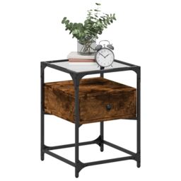 Berkfield Home Bedside Cabinet Smoked Oak 40x40x55 cm Engineered Wood in Brown - Size: 40 x 40 x 55 cm - thumbnail 3