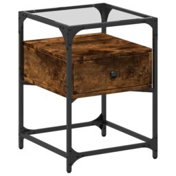 Berkfield Home Bedside Cabinet Smoked Oak 40x40x55 cm Engineered Wood in Brown - Size: 40 x 40 x 55 cm - thumbnail 2