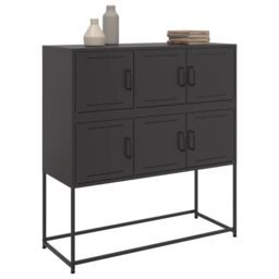 Berkfield Home Sideboard Black 100.5x39x107 cm Steel - thumbnail 4