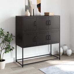 Berkfield Home Sideboard Black 100.5x39x107 cm Steel - thumbnail 3