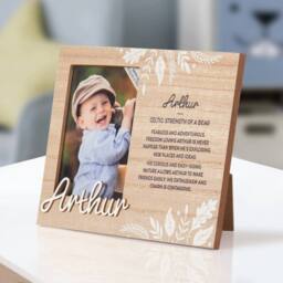 History & Heraldry Personalised Kids Wooden Picture Frame - Arthur in Brown - thumbnail 2