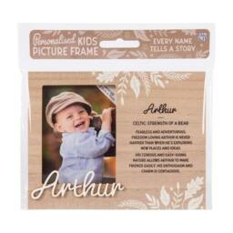History & Heraldry Personalised Kids Wooden Picture Frame - Arthur in Brown - thumbnail 1