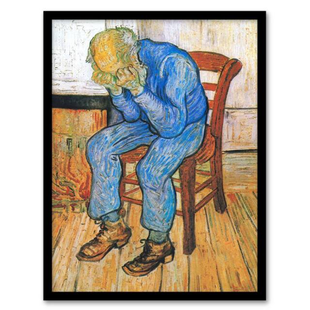 Artery8 Van Gogh Framed Wall Art Print At Eternitys Gate Sorrowing Old Man in Brown - Size: A4 - image 1