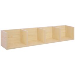 HOMCOM Wooden Wall-Mounted Storage Media Display Shelf Center Rack in Natural - thumbnail 2