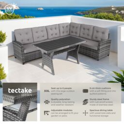 tectake Garden Furniture Set Catania in Grey - Size: Large - thumbnail 2