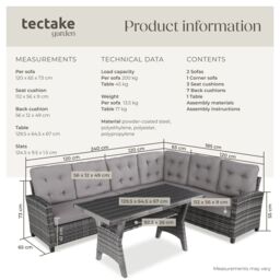 tectake Garden Furniture Set Catania in Grey - Size: Large - thumbnail 6