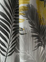 Fusion 'Tropical' Exotic Palm Leaf Print 100% Cotton Eyelet Curtains in Yellow - Size: 117 cm width x 137 cm drop - thumbnail 3