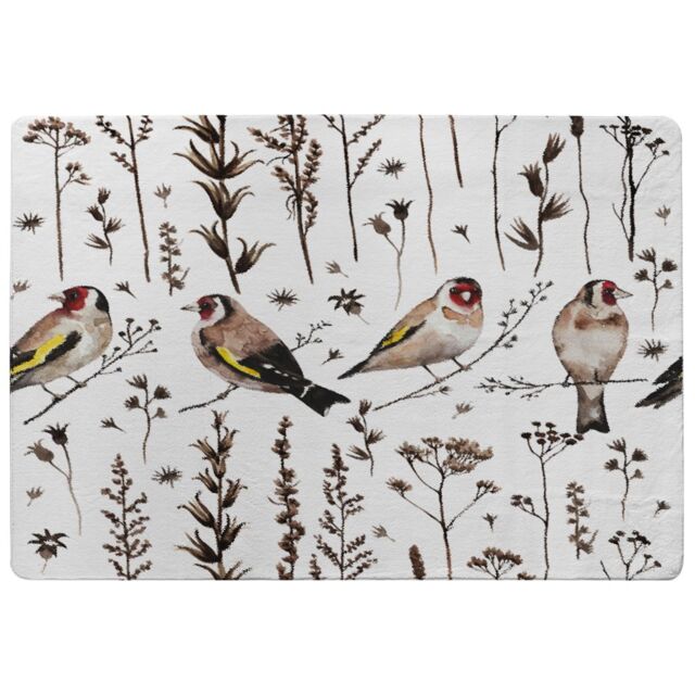 Benjamin Tate Design Goldfinches & Autumn Dry Plants Rug in Natural - Size: Large - image 1