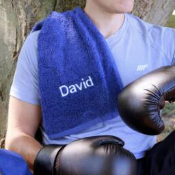Duncan Stewart Personalised Gym Towel in Navy - thumbnail 2