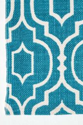 Homescapes Riga 100% Cotton Printed Patterned Rug in Teal - Size: 120 cm x 170 cm - thumbnail 3