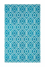 Homescapes Riga 100% Cotton Printed Patterned Rug in Teal - Size: 120 cm x 170 cm - thumbnail 2