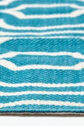 Homescapes Riga 100% Cotton Printed Patterned Rug in Teal - Size: 120 cm x 170 cm - thumbnail 4