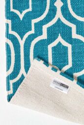 Homescapes Riga 100% Cotton Printed Patterned Rug in Teal - Size: 120 cm x 170 cm - thumbnail 5