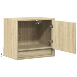 Berkfield Home Durable Wall-mounted Bedside Cabinets with LED Lights 2 pcs Sonoma Oak in Light Tan - thumbnail 7